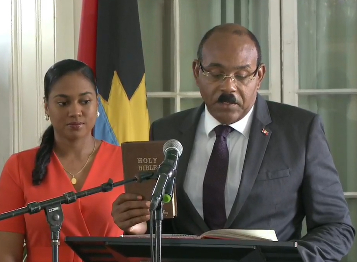 Browne sworn is as PM, a new leaner cabinet promised